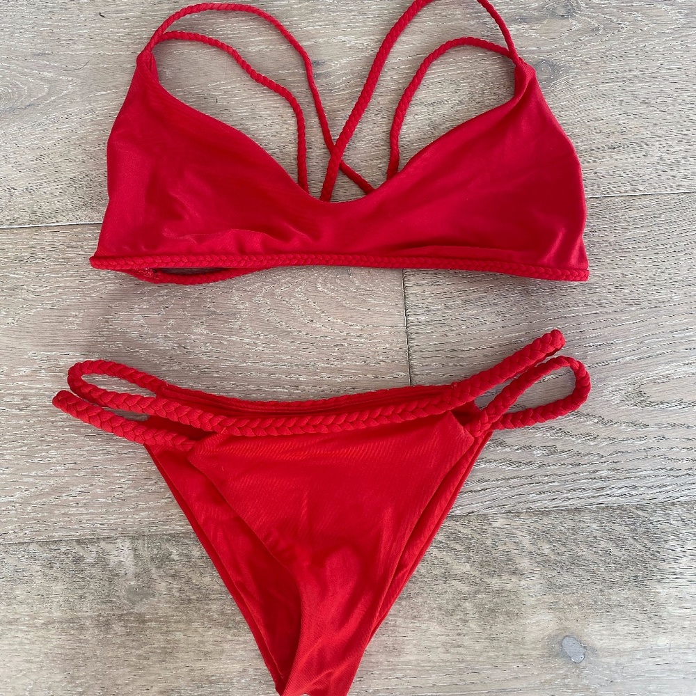 Frankie's Bikinis Red Kaia Bikini JUST BOTTOMS
